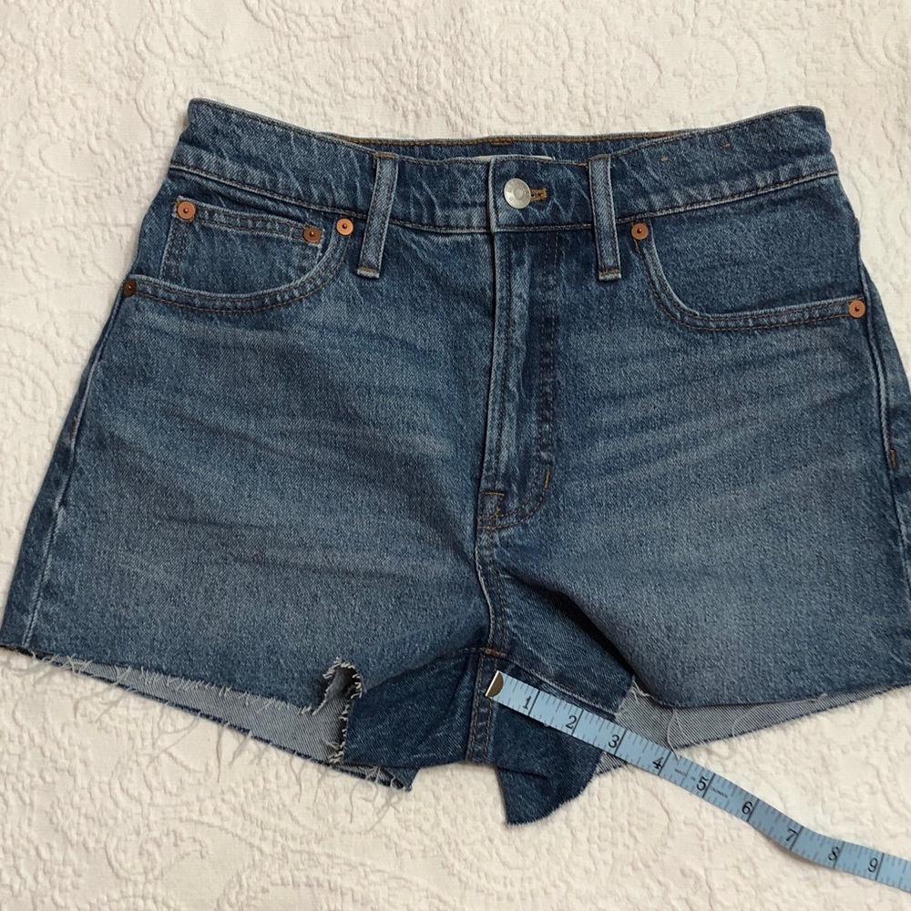 Madewell Women's Blue Denim High Rise Shorts Size 27 The Perfect Jean Short Fit - Picture 7 of 7